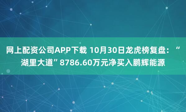 网上配资公司APP下载 10月30日龙虎榜复盘：“湖里大道”8786.60万元净买入鹏辉能源