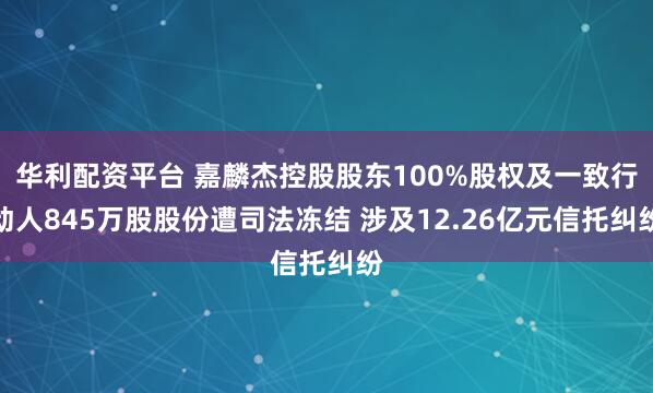 华利配资平台 嘉麟杰控股股东100%股权及一致行动人845万股股份遭司法冻结 涉及12.26亿元信托纠纷